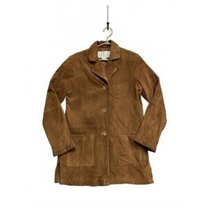 Vintage Y2K Alfred Sung Brown Soft Suede women's Blazer Jacket Size 9/10